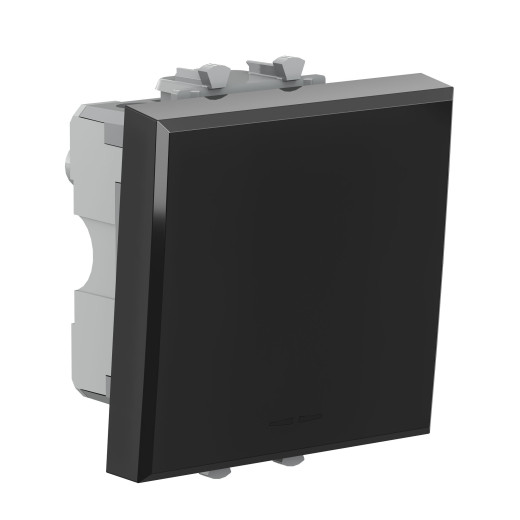 Переключатель одноклавишный модульный, Avanti, черный квадрат, 2 модуля