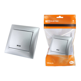TDM Выключатель 1 кл. с подсветкой 10А серебр. металлик 