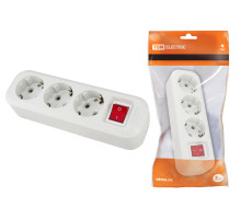 TDM Колодка розеточная 3 гнезда 2П+3 c выключателем 16А 250В белая