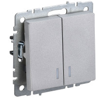 IEK BRITE BASE Алюминий Выключ. 2-кл с индик 10А ВС10-2-1-БрА