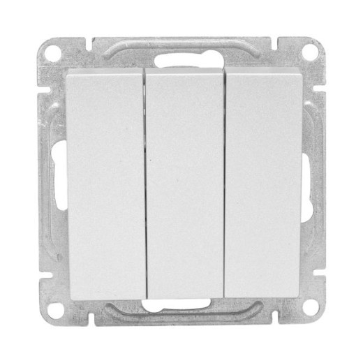 Механизм выключателя, трёхклавишный, алюминий Эпика EKF