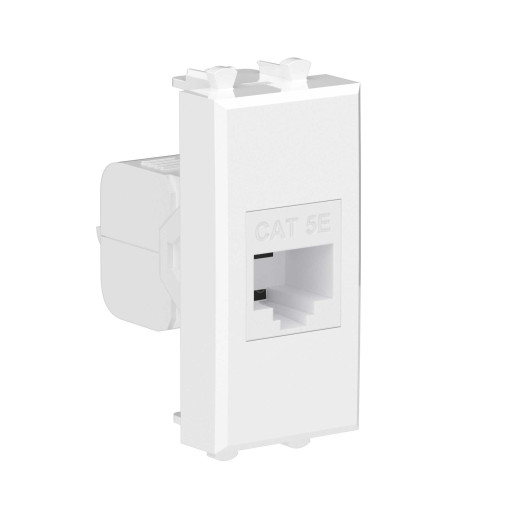 Компьютерная розетка RJ-45 без шторки модульная, кат.5е, Avanti, белое облако, 1 модуль