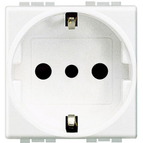 BT LL Бел Розетка с/з с центр. и бок. заземл.контактом,итальянский стандарт 2 мод.