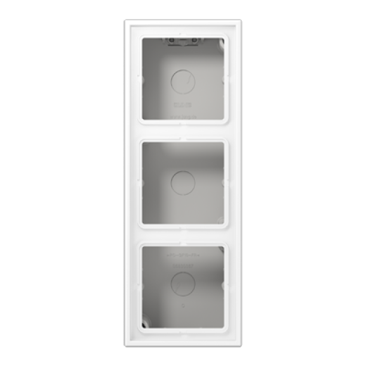 Коробка накладного монтажа 3 поста, с негорючим основанием и встроенной рамкой, дюропласт, белый матовый