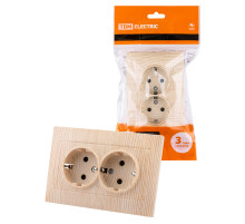 TDM Розетка двойная 2П+З 16А 250В с защ. шт. сосна 