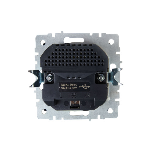 BRITE Роз. с з/к/ш 16А с USB A+C 18Вт РЮш11-1-БрМ мар. IEK