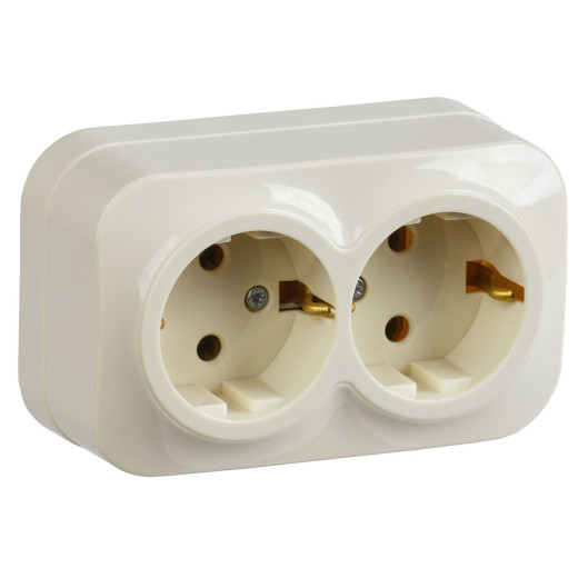 GLORY Роз. 2-я с з/к без з/ш о/у 16А РС22-3-ХК крем. IEK