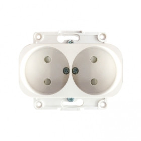 EKF PROxima Стокгольм Белый Розетка 2-ая б/з, со шторками, 10А.