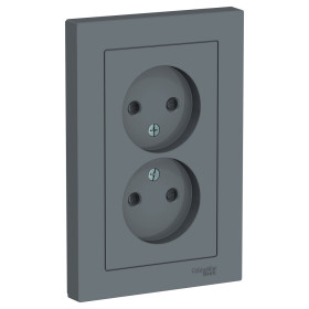 Systeme Electric AtlasDesign Грифель Розетка б/з двойная, со шторками,16А, в сборе