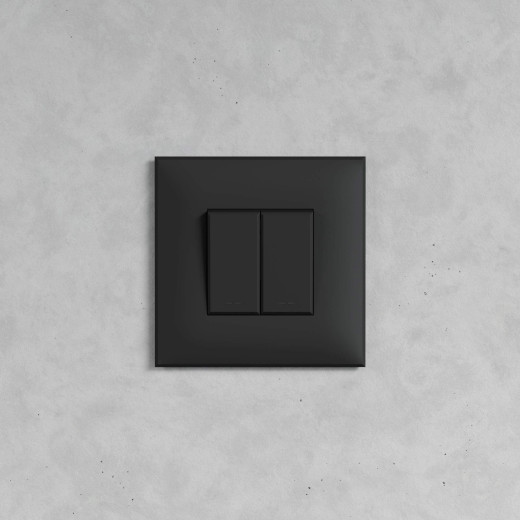 Переключатель двухклавишный в стену, Avanti, черный матовый