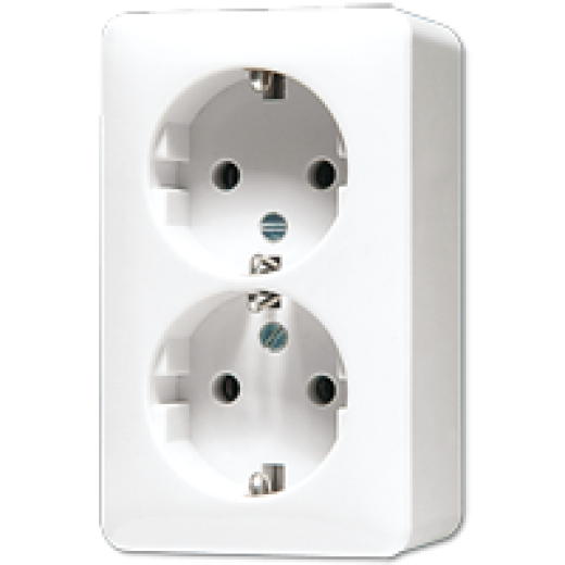 Штепсельная розетка SCHUKO для накладного монтажа, 16A 250V ~ сдвоенная, белая