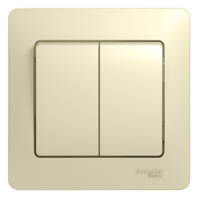 Systeme Electric Glossa Беж Выключатель 2-клавишный, сх.5, 10АХ (в сборе с рамкой)