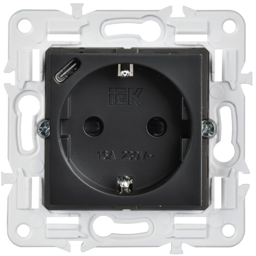 SKANDY Роз. с з/к/ш 16А с USB C 18Вт SK-R17Bl черн. IEK