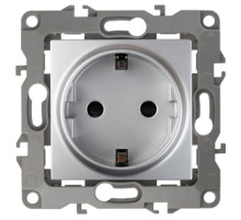 ЭРА Розетка Серия 12 12-2001-03 с заземлением 2P+E Schuko 16A-250В IP20 без м.лапок алюминий