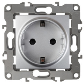 ЭРА Розетка Серия 12 12-2001-03 с заземлением 2P+E Schuko 16A-250В IP20 без м.лапок алюминий