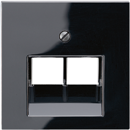 Крышка для сдвоенных телефонных и компьютерных розеток (UAE), фиксация винтом, термопласт, черный, A500