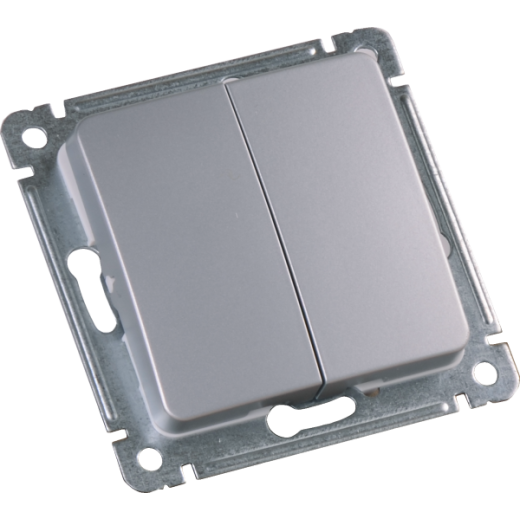 ВС10-451-06 Выключатель скрытой установки, двухклавишный, механизм, цвет серебро