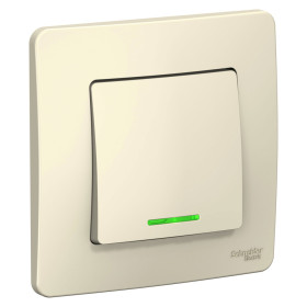 Systeme Electric Blanca внутр Молочный Выключатель 1-клавишный с подсветкой, 10А, 250B
