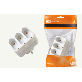 TDM Блок на 3 гнезда 2П 2,5 А 250 B под плоскую вилку белый