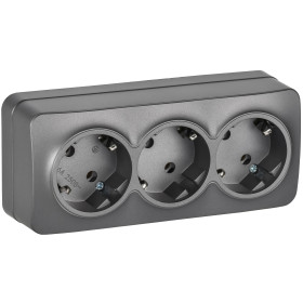 IEK GLORY Роз. 3-я с з/к без з/ш о/у 16А РС23-3-ХСм сталь м.