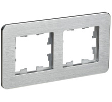 IEK BRITE DECOR Алюминий/алюм метал. скругл.угол Рамка 2-м РУ-2-1-Бр RE AL