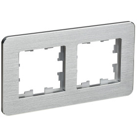 IEK BRITE DECOR Алюминий/алюм метал. скругл.угол Рамка 2-м РУ-2-1-Бр RE AL