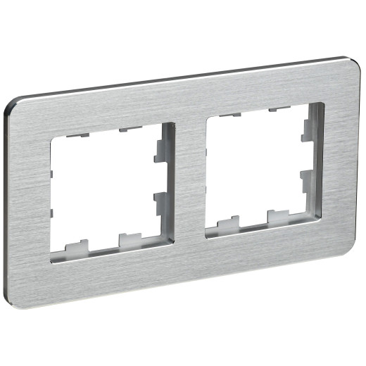 BRITE Рамка 2-мест. РУ-2-1-Бр металл алюм. RE AL IEK