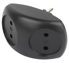 ЭРА Разветвитель электрический SPx-2-B на 2 розетки без заземления 10А черный