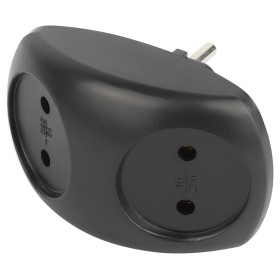 ЭРА Разветвитель электрический SPx-2-B на 2 розетки без заземления 10А черный