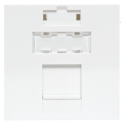 Вставка розеточная TERACOM PRO 45x45мм формат Mosaic на 1 модуль Keystone со шторкой и маркером белая