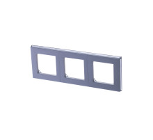 ABB EPJ Levit серебро / дымчатый чёрный Рамка 3 поста