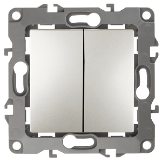 12-1104-15 ЭРА Выключатель двойной, 10АХ-250В, IP20, Эра12, перламутр (10/100/2500)