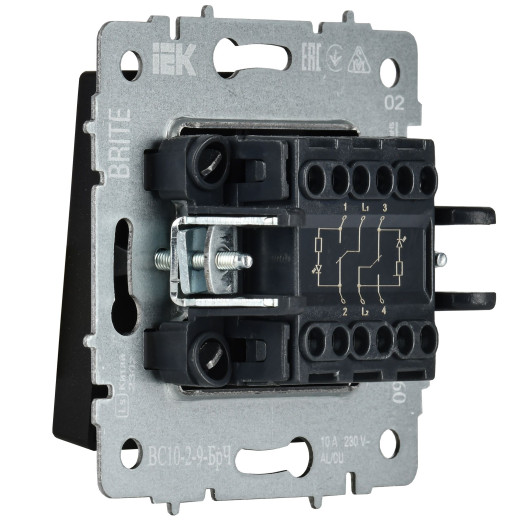BRITE Выключ. 2-кл. с инд. отел. 10А ВС10-2-9-БрЧ черн. IEK