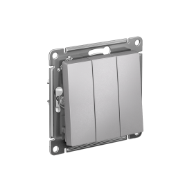 Systeme Electric AtlasDesign Алюминий Выключатель 3-клавишный сх.1+1+1, 10АХ, механизм