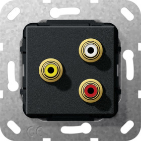 Gira  SYSTEM 55 Черный Тюльпан аудио, гнездо