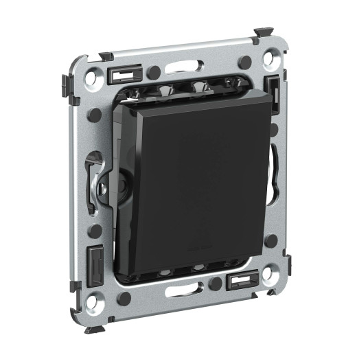 Переключатель одноклавишный в стену, Avanti, черный квадрат