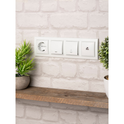 Минск Рамка 4-местная горизонтальная белая EKF Basic