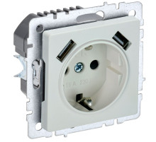 IEK BRITE BASE Жемчуг Розетка с з/к/ш 16А с USB A+A 3,1А РЮш10-2-БрЖ