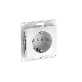 Systeme Electric Glossa Белый Розетка с заземлением со шторками, 16А, мех., быстрозажим. клем.