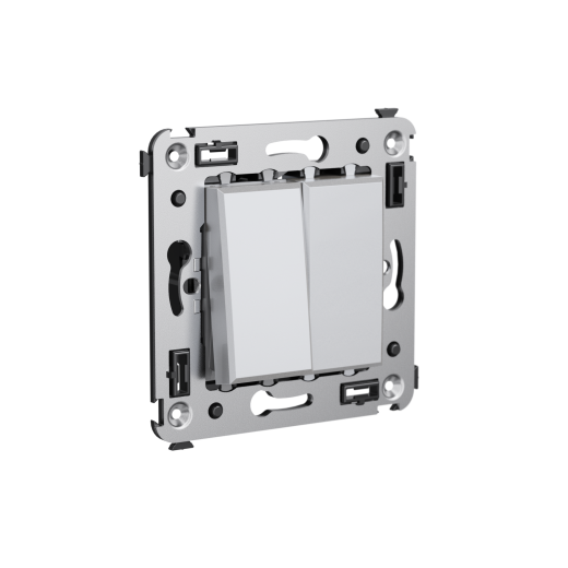 Переключатель двухклавишный в стену, Avanti, закаленная сталь