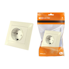 TDM Розетка 2П+З 16А 250В с защ. шт. сл. кость 