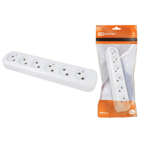 TDM Колодка розеточная 6 гнезд 2П б/з 10А 250В белая