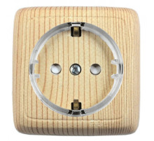 Hegel Альфа наруж Сосна РА16-174-02 Розетка с/з, со шторками, с изол. пластиной