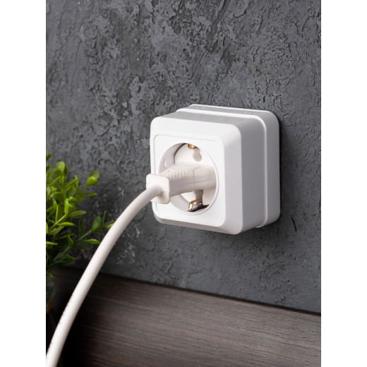 Рим Розетка 1-местная 16А с заземлением белая EKF