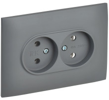 IEK SKANDY Серый Розетка 2-ая б/з 10А в сборе SK-R10Gr