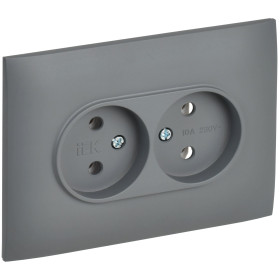 IEK SKANDY Серый Розетка 2-ая б/з 10А в сборе SK-R10Gr
