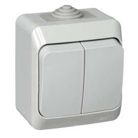 Systeme Electric Этюд наруж Серый Выключатель 2-клавишный IP44