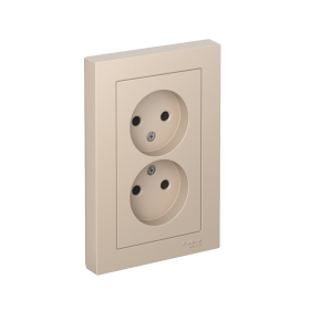 Systeme Electric AtlasDesign Песочный Розетка двойная б/з со шторками,16А, в сборе