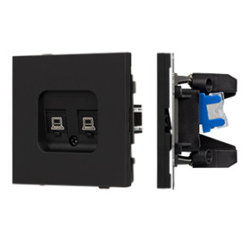 Arlight Механизм компьютерной розетки двойной SCT-TENDO-MPC2-SFPL-BK (RJ-45, CAT6) (-)