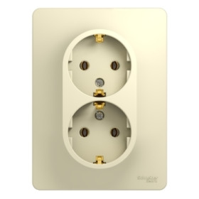 Systeme Electric Glossa Беж Розетка 2-я с/з (в сборе с рамкой)